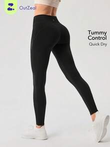 OutZeal Quần legging thể thao nữ màu đen, thích hợp tập luyện, tập gym, yoga, nhanh khô, ôm bụng, cạp cao nâng mông, hỗ trợ vận động. - màu đen - Xem 1