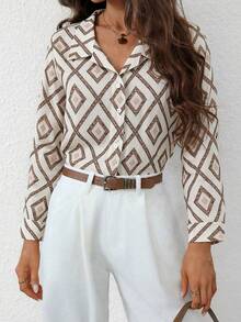 EMERY ROSE Vacation Casual Geometric Print Shirt - Multicolor - View 3