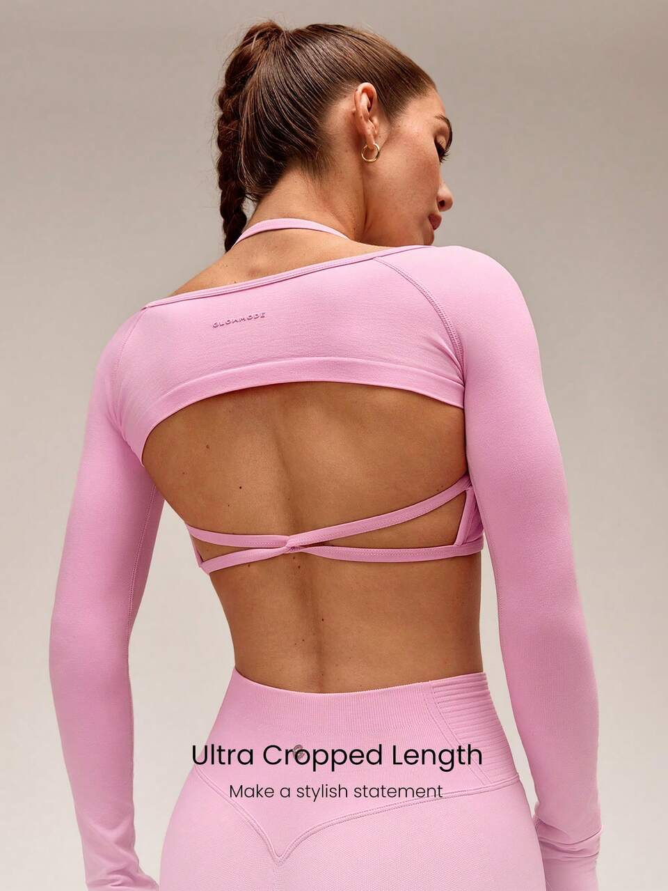 Ultrafine Soft Seamless Cropped Long Sleeve Shrug Crewneck Top Medium Impact Training Running Workout Gym Wear
