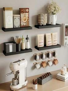 1/3入 30cm寬 加強型木製一體式隱形浮動堅固天然原木色隱形浮動牆面層架 適用於臥室客廳辦公室收納裝飾現代浮動層架 - 黑色 - 查看 4