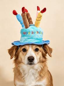 1PC Pet Birthday Hat – Plush Cute Candle Hat For Cats & Dogs, New Year Gift - Blue - View 7