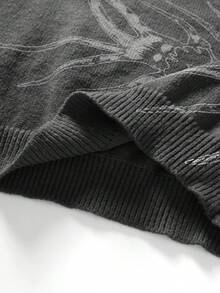 Manfinity Hypemode MEN Casual Graphic Distressed Scorpion Pattern Round Neck Knit Top Summer Streetwear Holiday Grey - Dark Grey - View 8