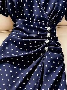 GlowEve CURVE 大尺碼女款梭織優雅波點夏季洋裝 1960s/70s 風格 海軍藍 適合派對約會辦公室 - 藏蓝色 - 查看 3