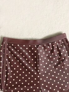 SHEIN 夏季軟綿少女新時尚女孩拼接印花泳衣套裝，棕色波點印花，比基尼女孩泳衣配防曬長袖泳衣，少女防曬衣 2 件套泳衣長袖與短褲拉鍊套裝，女孩游泳長袖套裝，女孩泳褲配防曬衣，少女泳衣長袖，少女保守泳衣，女孩度假裝長袖泳衣配短褲，少女防曬衣 2 件套 - 棕色 - 查看 7