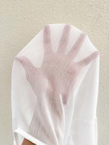 Easura 大尺碼夏季休閒蕾絲拼接襯衫 - 白色 - 查看 7