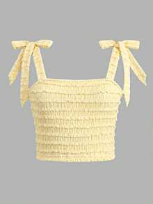 SHEIN Tween Girl Fashionable Elegant Knit Cami Tank Top - Yellow - View 3