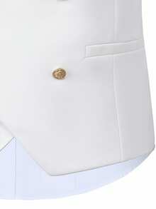 Manfinity Bizformal Men's White Woven Twill Business Fashion Suit Vest, Formal - White - View 3