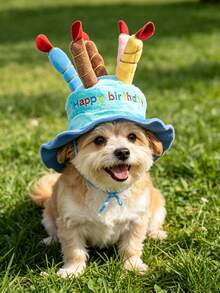1PC Pet Birthday Hat – Plush Cute Candle Hat For Cats & Dogs, New Year Gift - Blue - View 4