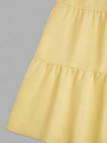 Sweetra Plus Size Women's Casual Cottage Core Solid Color Top And Skirt, Spring/Summer 2-Piece Set Vacation Butter Yellow - Yellow - View 11