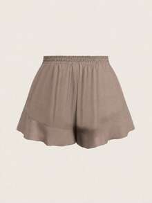 Elaquor Plus Size Women's Solid Color Drawstring Waist Casual Versatile Everyday Shorts - Multicolor - View 8