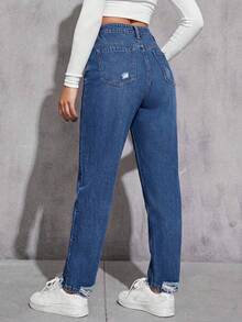 Flexra Casual Washed Distressed Denim Jeans - Dark Wash - View 2