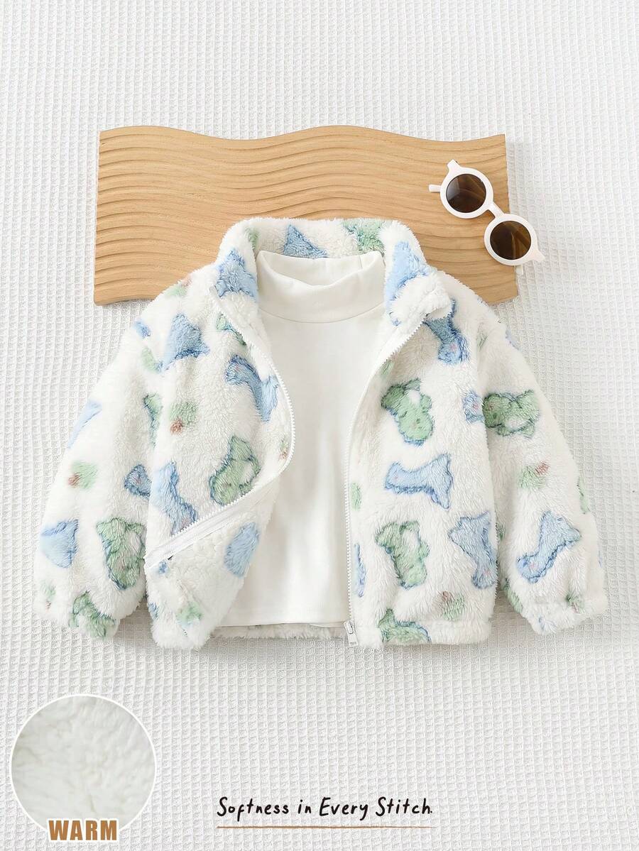 Cozy Pixies Jaket Musim Dingin Lengan Panjang Tebal Bermotif Dinosaurus untuk Bayi Laki-laki - MultiWarna - View 1