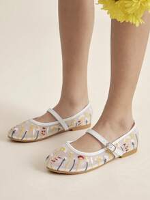 Mini mi Children's Embroidered Design Casual Slip-On Shoes - White - View 2