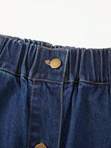 GlowEve Women's Single-Breasted Fashion Casual Button Versatile Denim Maxi Skirt Everyday Blue Autumn - Blue - View 4