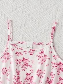 SHEIN 2件組 青少女冰絲牛仔背心 & 彩色花卉印花細肩帶洋裝套裝，春季/夏季 - 彩色 - 查看 6