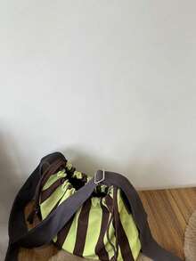 A Vertical Multi-Color Backpack With A Multi-Functional Portable Strap That Has A Drawstring Closure. It Can Be Carried By Hand Or Worn On The Back. It Is Reusable And Suitable For Occasions Such As School, Work, Camping, And Picnics. - Multicolor - View 5