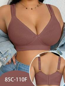 DesireSculpt Plus Size Wireless Bra - Rust Brown - View 4