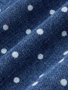 GlowEve Damen Sommer Lässig Polka Dot Muster Denim Rock - Blau - Übersicht 6