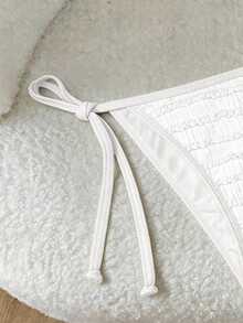 Elavelle 女款春夏提花面料側綁式比基尼泳褲 - 白色 - 查看 5