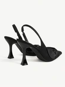 CUCCOO CHICEST Women's Shoes Pointed 9CM Elegant Stiletto Shoes Back Lift With Knotted Pleats Cross With Bow Buckle Black Kitten Heel Sexy Versatile - Black bow - View 4