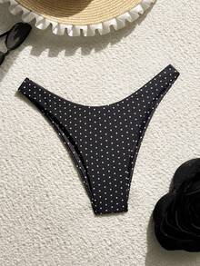 Swim Mod 2026 Women's Summer Beach Polka Dot Print Bikini Bottoms, Random Print - Multicolor - View 1
