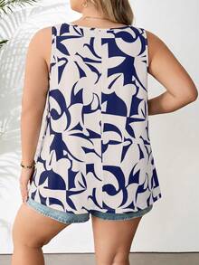 SHEIN CURVE+ 女款大尺碼綠色V領寬鬆背心上衣 - 彩色 - 查看 2