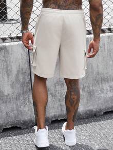 SLATEMANN Men's Casual Cargo Shorts With Side Pockets And Drawstring Waist For Vacation And Beach - Beige - View 2