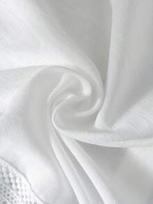 Qadelle Women's Lace Patchwork Single-Breasted Casual Versatile Daily Wear Shirt - White - View 3