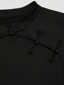 Sweetra Plus Size Women's Solid Color Stand Collar Slim Fit Versatile Daily Casual T-Shirt - Black - View 8