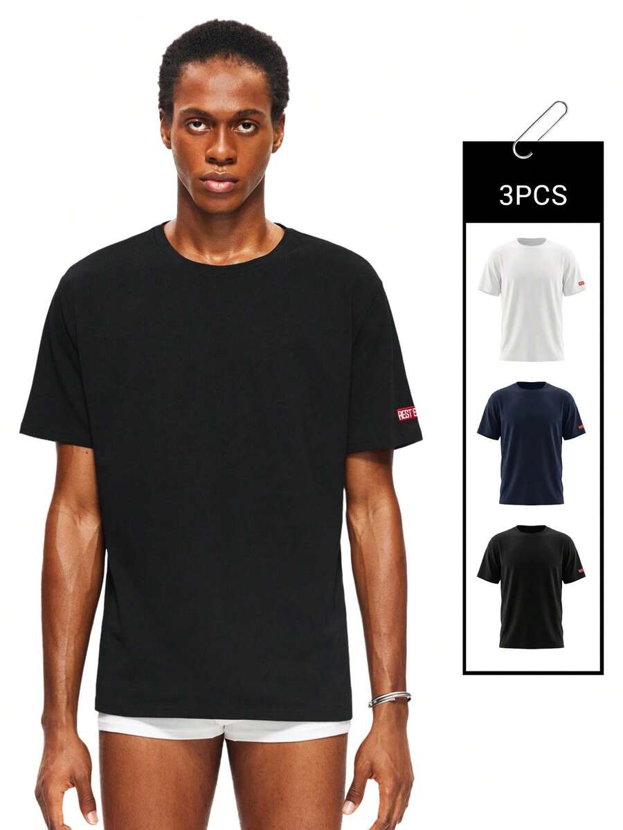 Rest Era 3pcs/Set Men's Comfortable Casual Base Layer Tops - Multicolor - View 1