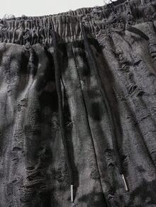 ROMWE MEN Street Life Men's Tie-Dye Cargo Shorts With Drawstring Waist - Grey - View 3