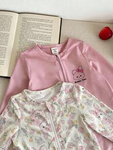 LMoss Kids Baby Girl Knitted Cute Animal Pattern Casual Romper 2pcs Set - Multicolor - View 4