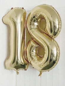 POKOJA LAND 1pc 40-Inch Large Platinum Number Foil Balloon, Suitable For Birthday, Wedding, Graduation, Anniversary, Proposal Decoration, Christmas, Birthday Decor - multicolor - View 3