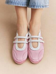Rosivie Women Shoes Spring And Autumn New Pink Round Toe Low Vamp Comfortable Casual Fashion Silk Texture Elegant Temperament Ballet Shoes - Pink - View 4