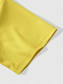 ROMWE MEN Prep 男士休閒時尚街頭耶穌十字架印花落肩寬鬆短袖 Polo 衫，夏季 - 黃色 - 查看 6