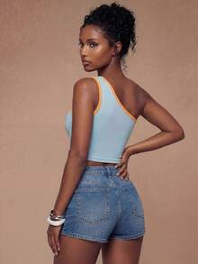 Modviera Women's Sexy Bombshell Beach Resort Asymmetrical Crop Top - Multicolor - View 3