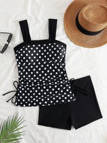 Swim Basics 2件組女款條紋分體式泳衣，性感休閒派對泳裝，歐美風運動分體式泳衣 - 彩色 - 查看 2