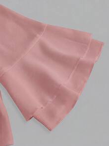 GlowEve Áo sơ mi nữ màu trơn, kiểu dáng xếp ly thắt nút, thích hợp mặc hàng ngày. - Màu Hồng baby - Xem 6