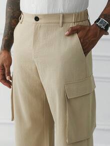 HUEFORM Men's Casual Relaxed Fit Khaki Cargo Pants.Suitable For Everyday Wear. The Best Gift For Your Boyfriend Or Husband. Vacation Autumn - Khaki - View 3
