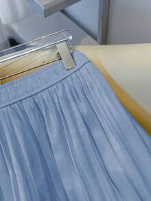 GlowEve CURVE Plus Size Women's Solid Color Casual Elegant Versatile Wide Leg Pants For Daily Wear Vacation Dusty Blue Summer - Dusty Blue - View 5