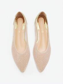 Eladyva Bailarinas de punta con decoración de rhinestones para otoño/invierno - Dorado - Ver 4