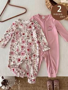 LMoss Kids Baby Girl Knitted Cute Animal Pattern Casual Romper 2 Pieces Set - Dusty Pink - View 5