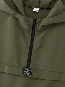 SHEIN 青少年男款字母貼布長袖連帽外套與長褲休閒套裝 - 軍綠色 - 查看 6