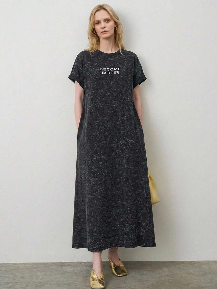 Dazy-Less Women's Long Tie-Dye Dress, Bohemian Style, Spring/Summer Sun Dresses For Women - Matte Black - View 1