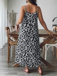 SHEIN VCAY Casual Minimalist Leopard Print Pattern Plus Size Dress Suitable For Summer - Multicolor - View 4