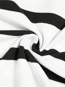 Nuevo 2026  Nuevo vestido mini de verano de ajuste ceñido con nudo delantero, de punto jacquard de crema de mantequilla sexy para mujeres - Blanco y Negro 2 - Ver 5