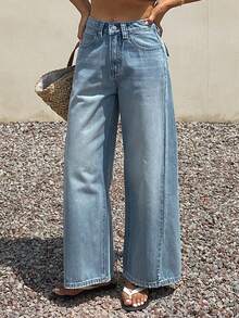 DAZY Women's Loose Casual Wide Leg Jeans Fall - Medium Wash - View 5