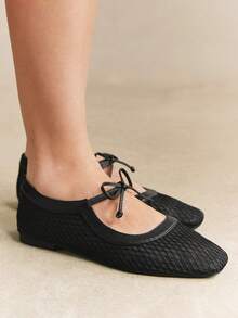 Rosivie Women Flats Spring And Summer New Models, Square Toe Design, Retro Love, Comfortable And Simple Vacation, Women's Flat Bottom, A Must For Commuting, Casual And Versatile - Black 3 - View 7