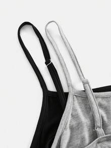 SHEIN Girlism 青少年女孩 2件/套 春夏新款針織百搭修身細肩帶洋裝套裝，休閒百搭，秋冬可疊穿 - 彩色 - 查看 4