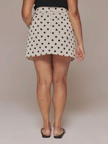 MUSERA Curve Polka Dot Denim Mini Skirt Spring Summer Vacation Holiday Casual Everyday Cute - Multicolor - View 4